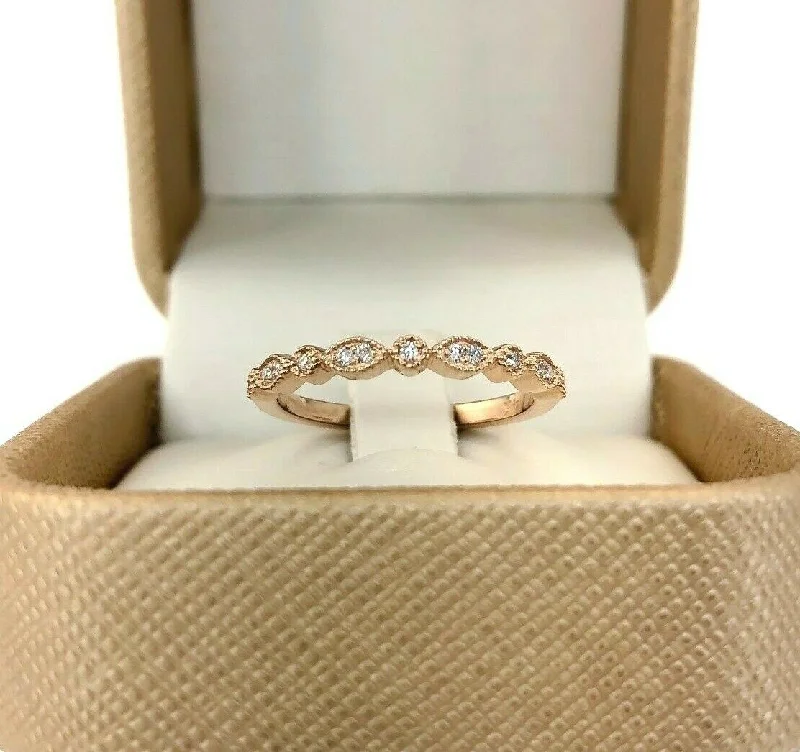 Second Hand Engagement Rings0.09 Carats t.w. Diamond Stack Ring/Wedding Band 14K Rose Gold Round Diamonds