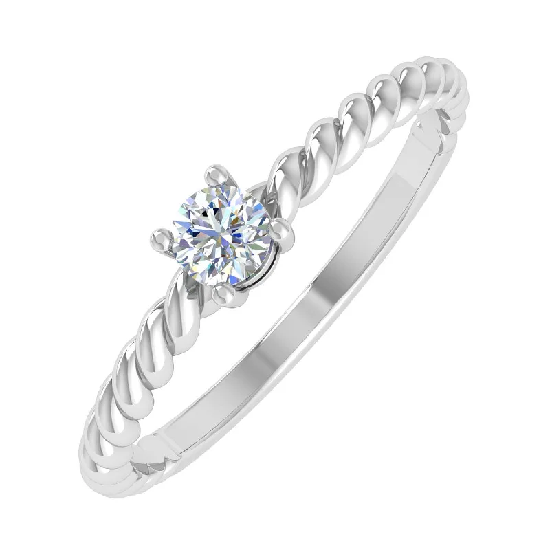 Bezel Set Engagement Rings0.15 Carat Solitaire Diamond Twisted Rope Engagement Ring in Gold