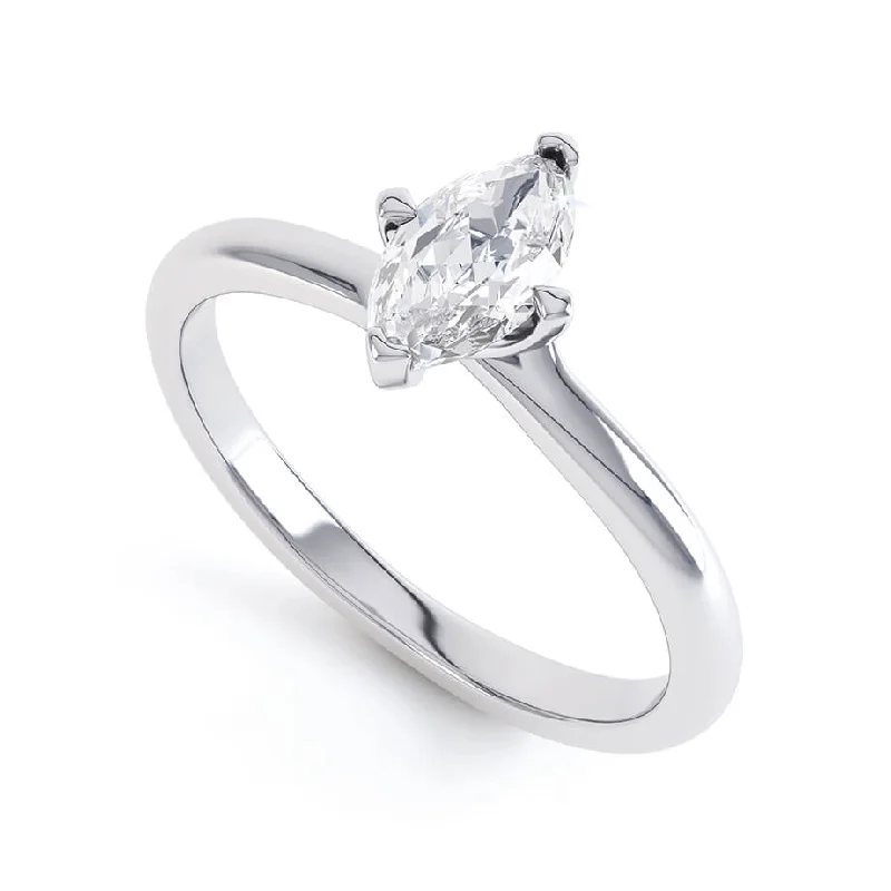 Prong Set Engagement Rings0.70 CT Marquise Shaped Moissanite Solitaire Style Engagement Ring