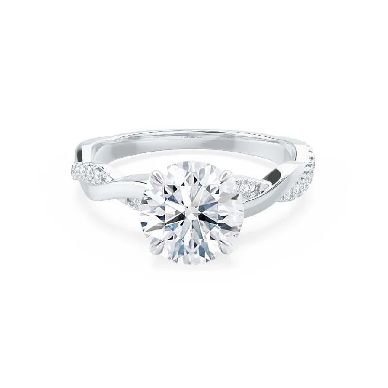 Bezel Set Engagement Rings0.80 CT Round Shaped Moissanite Solitaire Twisted Style Engagement Ring