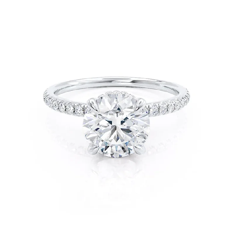 Vintage Inspired Engagement Rings1.0 CT Round Shaped Moissanite Hidden Halo Style Engagement Ring