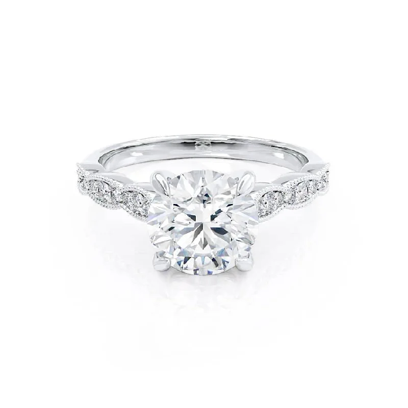 Art Deco Engagement Rings1.0 CT Round Shaped Moissanite Solitaire Pave Style Engagement Ring