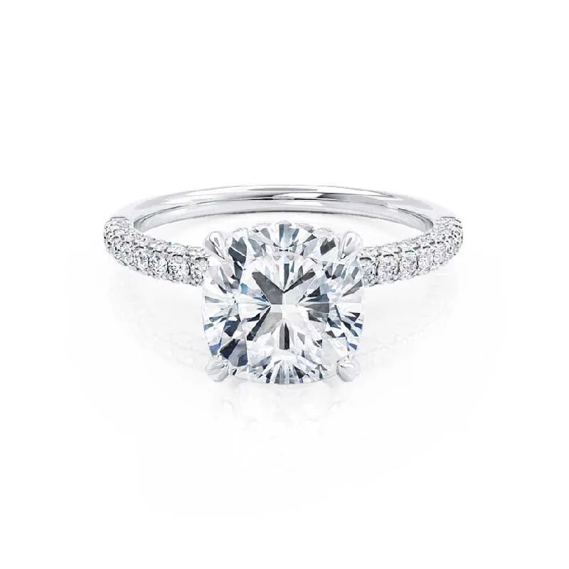 Heart Shaped Engagement Rings1.10 CT Cushion Shaped Moissanite Hidden Halo Style Engagement Ring