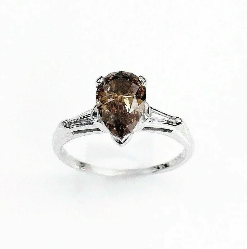 Diamond and Emerald Engagement Rings1.15 Cttw. Diamond Wedding/Anniversary 14K Ring Natural Fancy Brown/Cognac Color