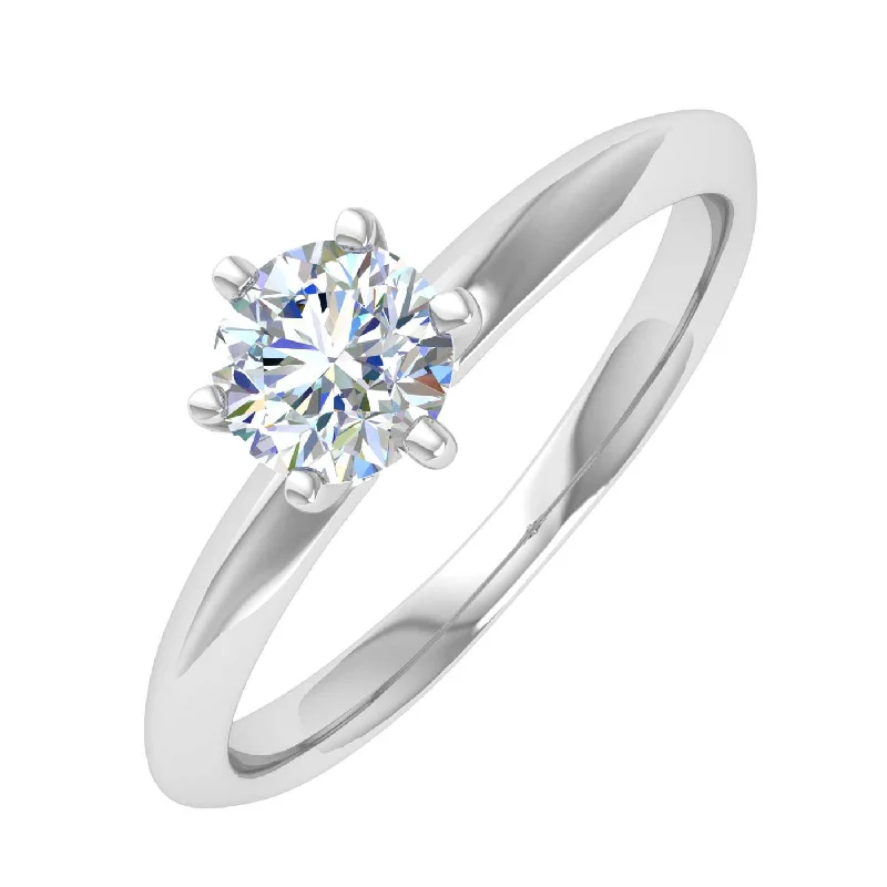 Hidden Halo Engagement Rings1/2 Carat 6-Prong Set Diamond Solitaire Engagement Ring in Gold