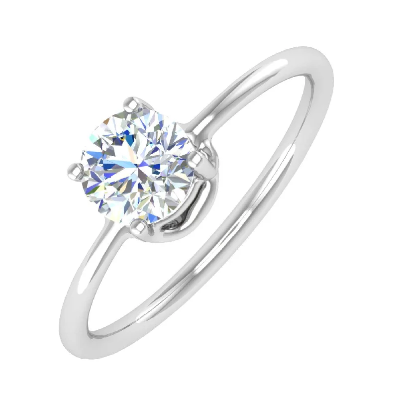 Hidden Halo Engagement Rings1/2 Carat Diamond Solitaire Engagement Ring in Gold - IGI Certified