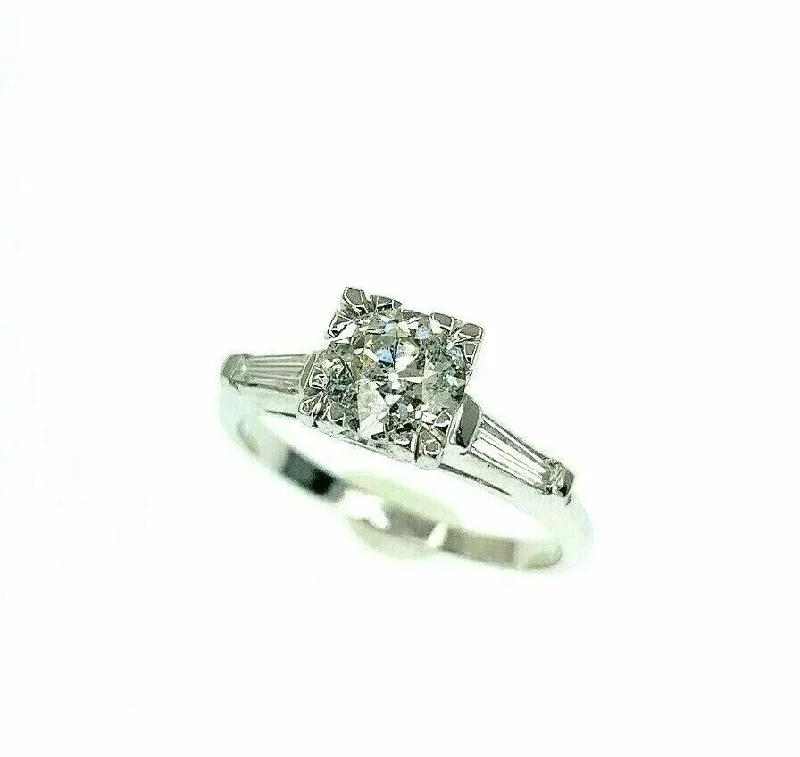 Ethical Engagement Rings1.20 Carats t.w. Diamond 3 Stone Platinum Wedding/Anniversary Old Euro Center