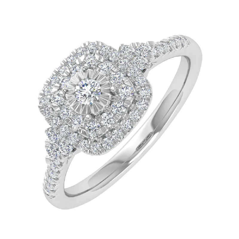 Custom Made Engagement Rings1/3 Carat Cushion cut Halo Diamond Engagement Ring in Gold - IGI Certified