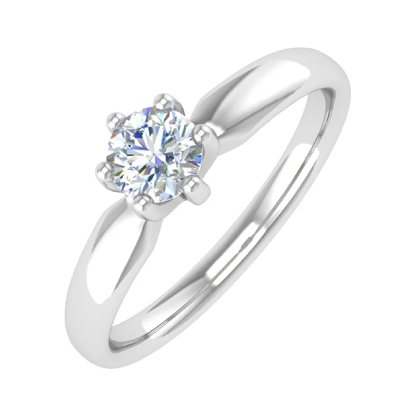 Platinum Engagement Rings1/4 Carat 6-Prong Set Diamond Solitaire Engagement Ring Band in Gold