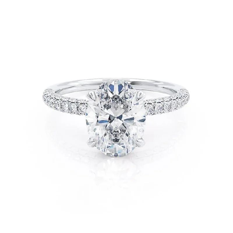 Vintage Style Engagement Rings1.50 CT Oval Shaped Moissanite Hidden Halo Style Engagement Ring