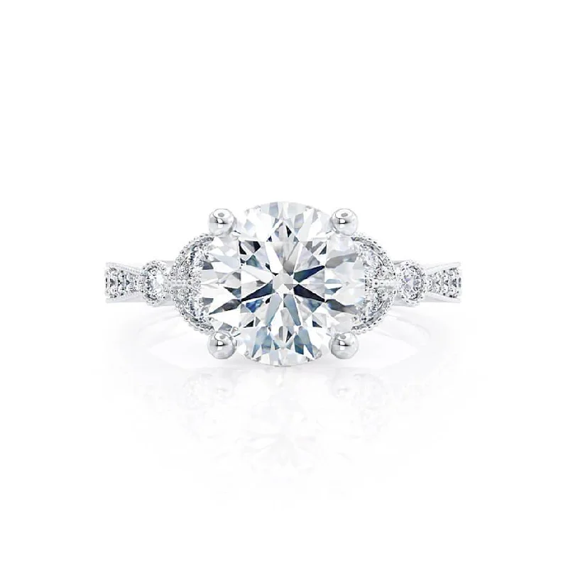 Thin Band Engagement Rings1.50 CT Round Shaped Moissanite Cluster Style Engagement Ring