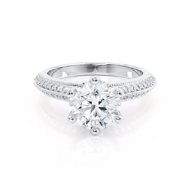 Adjustable Engagement Rings1.50 CT Round Shaped Moissanite Solitaire Pave Style Engagement Ring