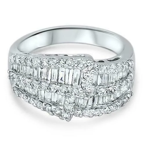 Estate Engagement Rings1.66 Carats t.w. Diamond Anniversary /Right Hand Ring 14K Gold 0.45 Inch Width