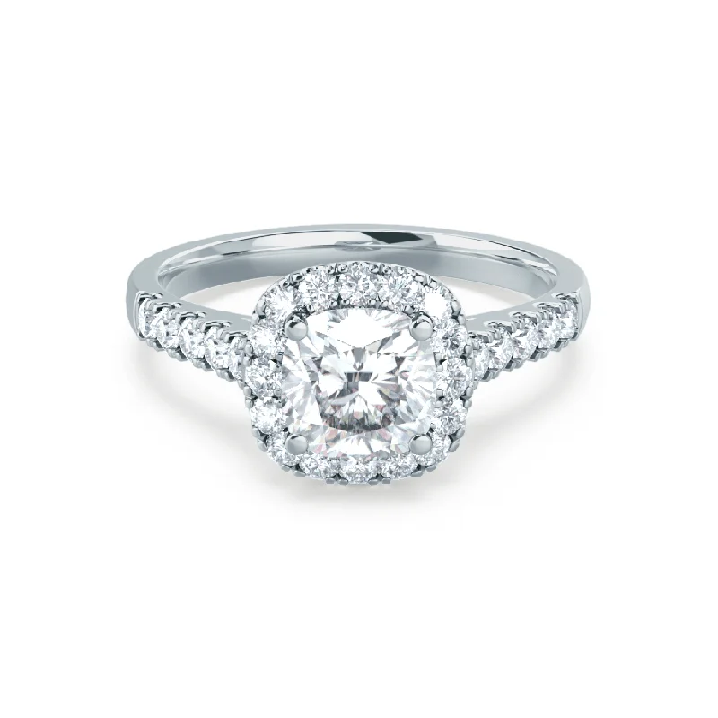 Twisted Shank Engagement Rings1.70 CT Cushion Shaped Moissanite Halo Pave Style Engagement Ring