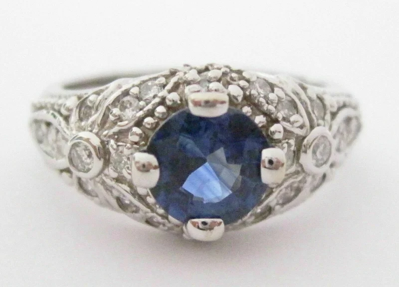 High Quality Engagement Rings1.74 TCW Antique Style Natural Blue Sapphire & Diamond Cocktail Ring Size 6.5