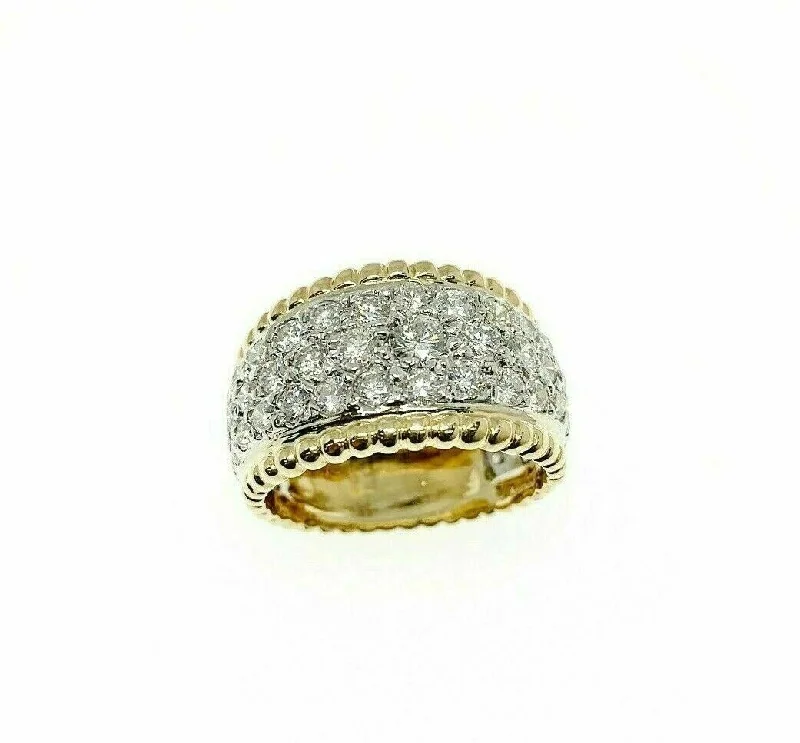 Tapered Shank Engagement Rings1.85 Carats Diamond Pave Anniversary/Celebration Band 18K Gold G VS Diamonds