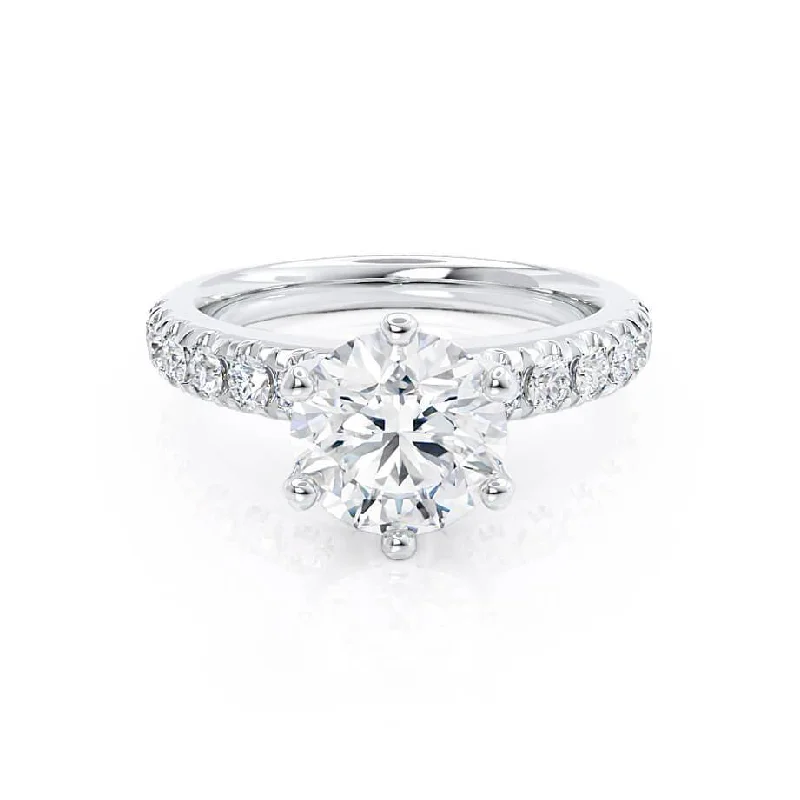 Estate Engagement Rings1.90 CT Round Shaped Moissanite Solitaire Style Engagement Ring