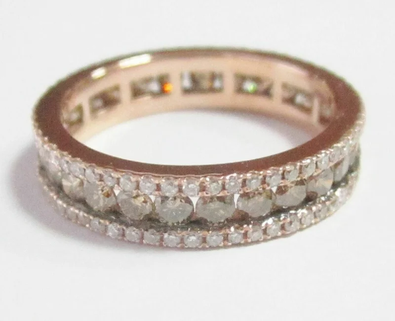 Bezel Set Engagement Rings1.90ct Natural Fancy Intense Brown Diamond Eternity Band Size 6.75 Rose Gold