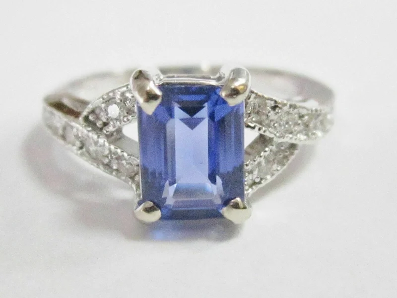 Solitaire Gemstone Engagement Rings1.91 TCW Natural Radiant Tanzanite & Diamond Accents Solitaire Ring Size 6.5 14k