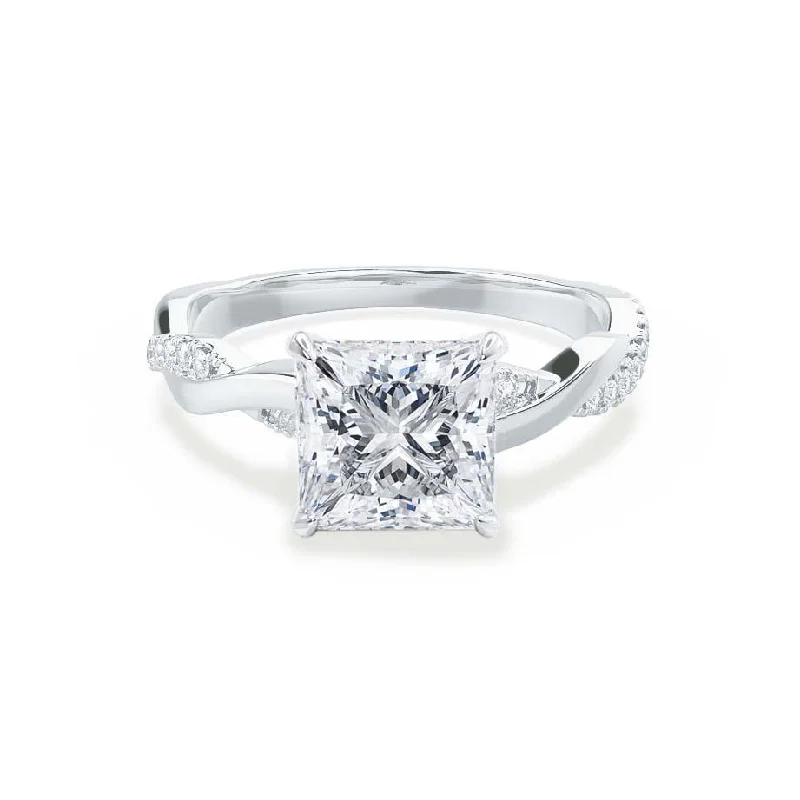 Estate Engagement Rings1.92 CT Princess Shaped Moissanite Solitaire Twisted Style Engagement Ring