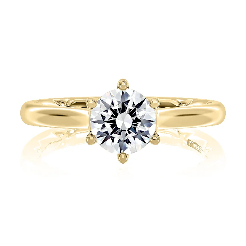 Natural Diamond Engagement Rings14KRG 6 PRONG SOLITAIRE CATHEDRAL ENG RING       1.25CT BR CENTER