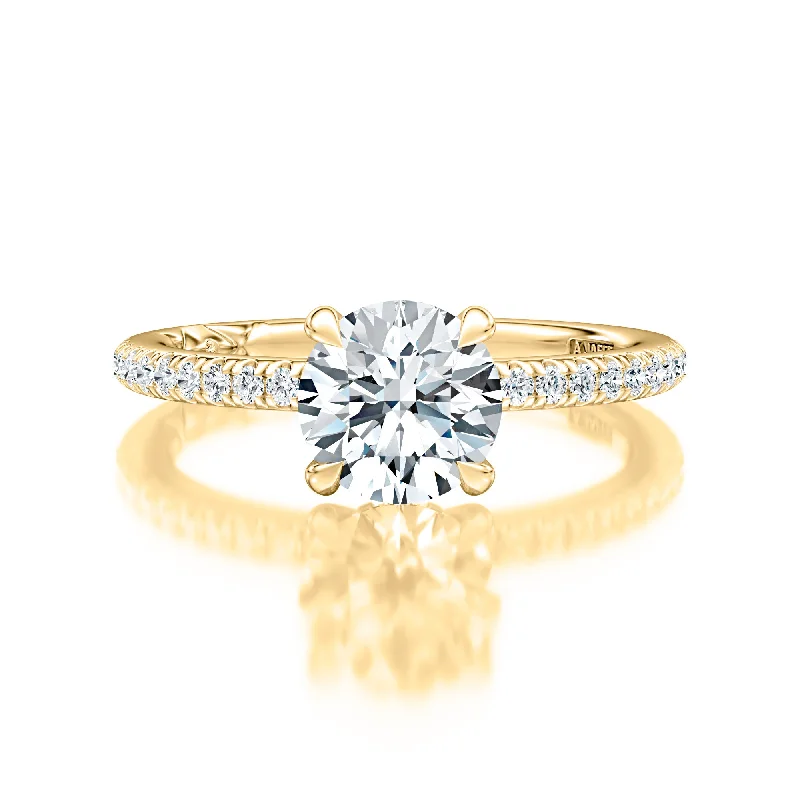 Platinum Engagement Rings14KW/RG 0.26CTW BR DIA UNDER HALO AND PRONG SET SHANK W RG QUILT ACCENT ENG RING