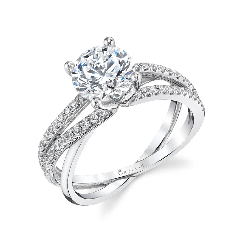 Statement Engagement Rings14KWG 0.33CTW DIA TRIPLE CROSSOVER BAND  MADE FOR A 6.81 X 6.79 X 4.30 MM ROUND DIAMOND    FINGER S