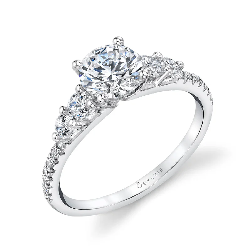 Secret Garden Engagement Rings14KWG 0.44CTW BR DIA GRADUATING SIDE STONES AND HALFWAY DIA SHANK ENG RING