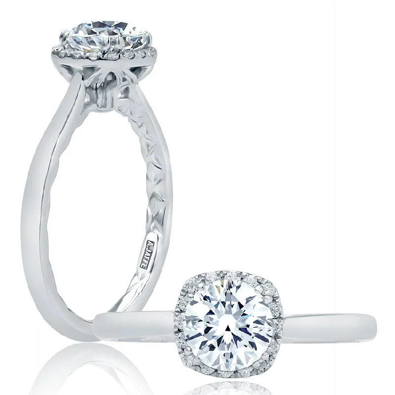 High Quality Engagement Rings14KWG BR 0.12CTW DIA CU HALO & HP SHANK ENG RING.  1.00 CT CENTER