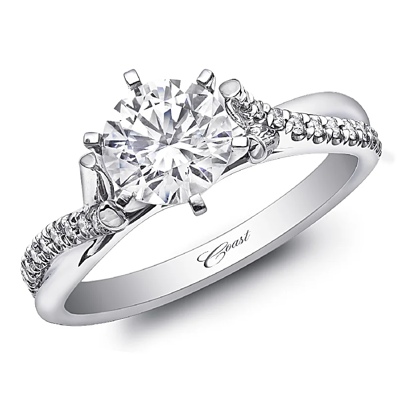 Estate Engagement Rings14KWG BR 0.13CTW DIA CROSSOVER DESIGN FISHTAIL SET ENG RING.1CT CENTER