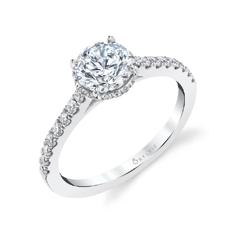 Platinum Engagement Rings14KWG BR 0.31CTW DIA BR HALO ENG RING.    HEAD SIZE 1.50CT FOR BR