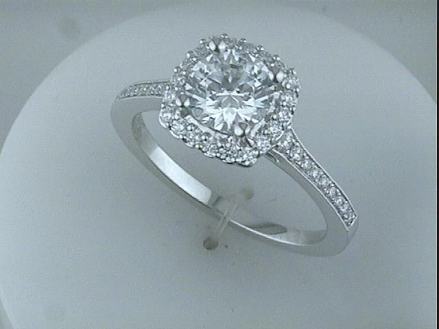 Sustainable Engagement Rings14KWG BR 0.34CTW DIA CU HALO PRONG SET ENG RING.1CT CENTER