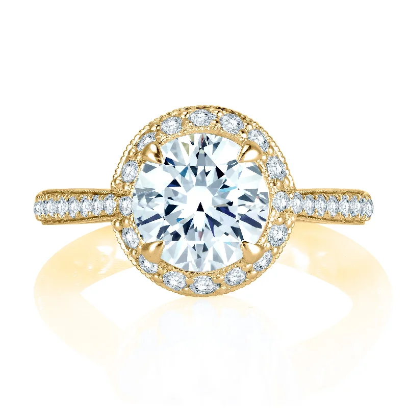 Adjustable Engagement Rings14KWG BR 0.36CTW DIA ROUND HALO & SHANK W/ MILGRAIN ENG RING.  1.50 CT CENTER    14 SI $ 2160