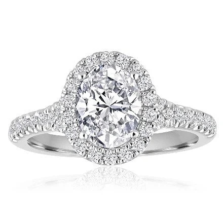 Custom Made Engagement Rings14KWG BR 0.40CTW OVAL HALO PAVE ENG RING