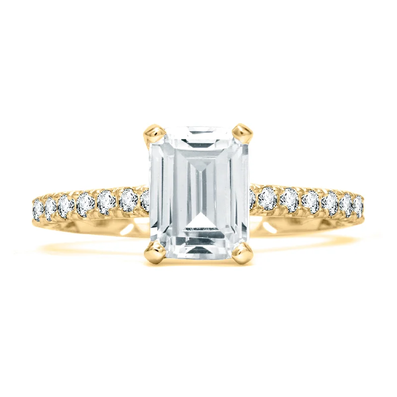 Contemporary Engagement Rings14KWG BR 0.45CTW DIA EM UNDER HALO W HIDDEN DIA & PRONG SET SHANK ENG RING.