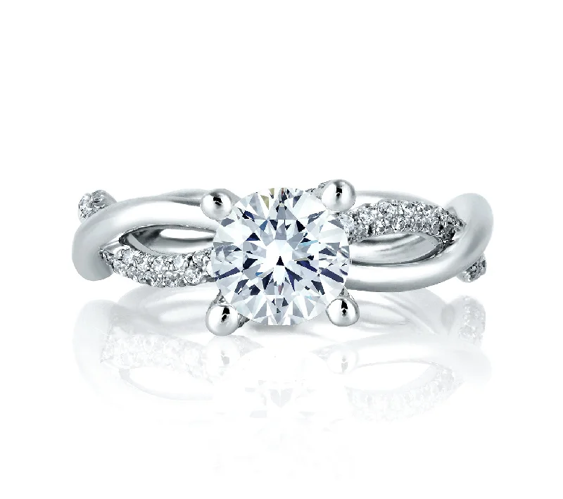 Engagement Rings for Small Hands14KWG BR 0.49CTW DIA TWIST & HP SHANK ENG RING.1.00 CT CENTER