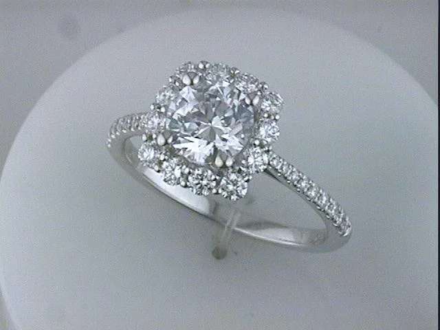 Twisted Shank Engagement Rings14KYG 0.55CTW BR DIA OV PRONG SET HALO AND CATHEDRAL SHANK ENG RING