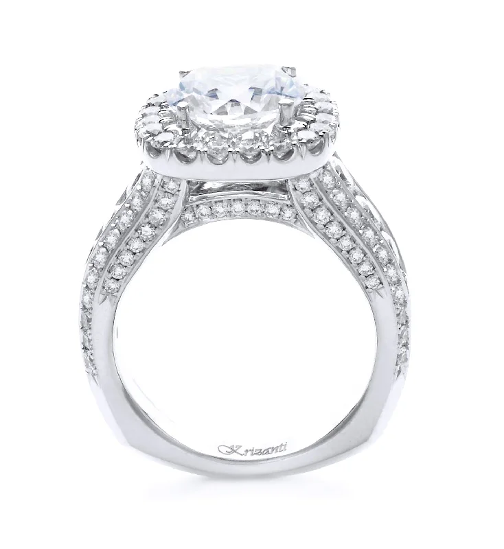 Branded Engagement Rings18KWG BR 2.46CTW KRIZANTI BRIDGE CUSHION UNDER HALO ENG RING  CENTER FOR 9.2MM