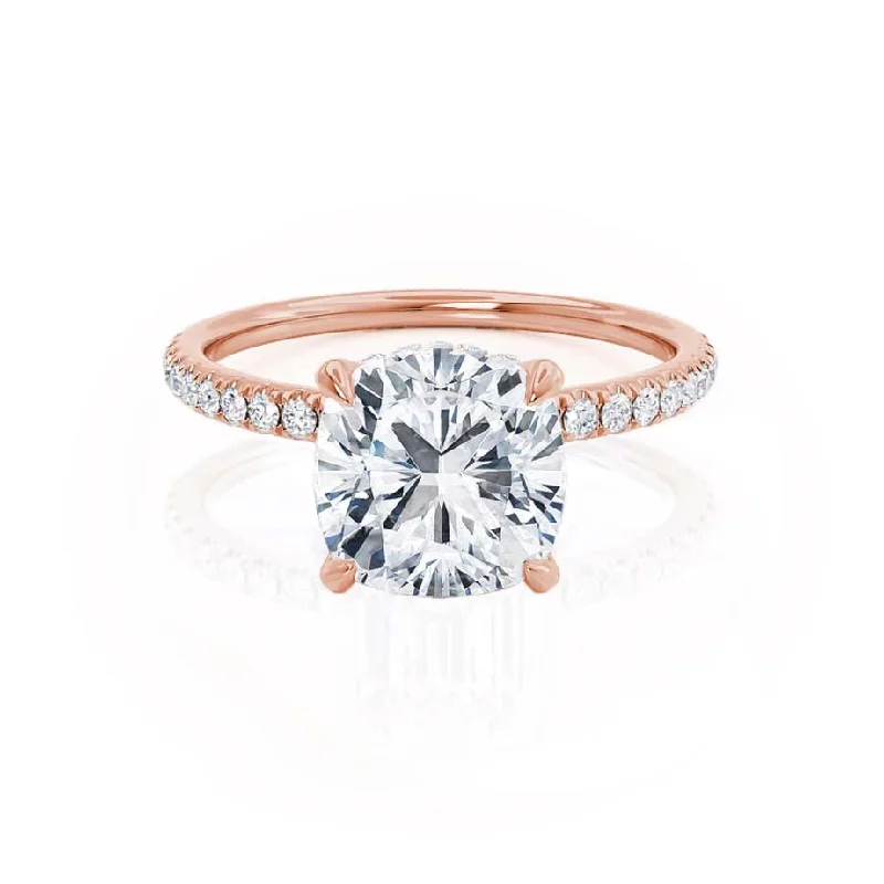 Modern Design Engagement Rings2.40 CT Cushion Shaped Moissanite Hidden Halo Style Engagement Ring