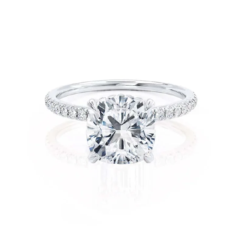 Victorian Engagement Rings2.40 CT Cushion Shaped Moissanite Hidden Halo Style Engagement Ring