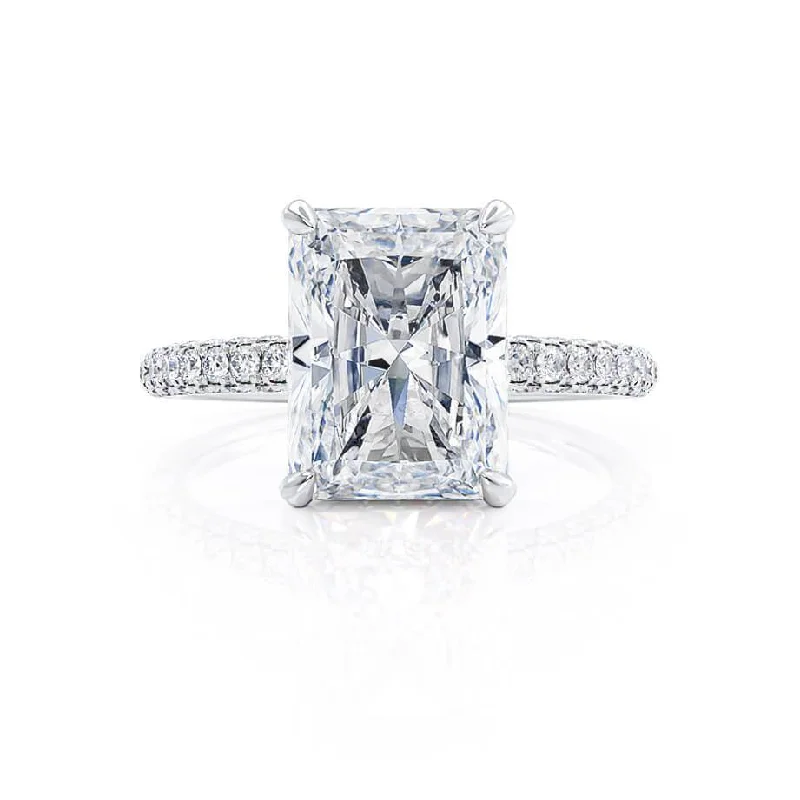 Halo Diamond Engagement Rings2.70 CT Radiant Shaped Moissanite Hidden Halo Style Engagement Ring