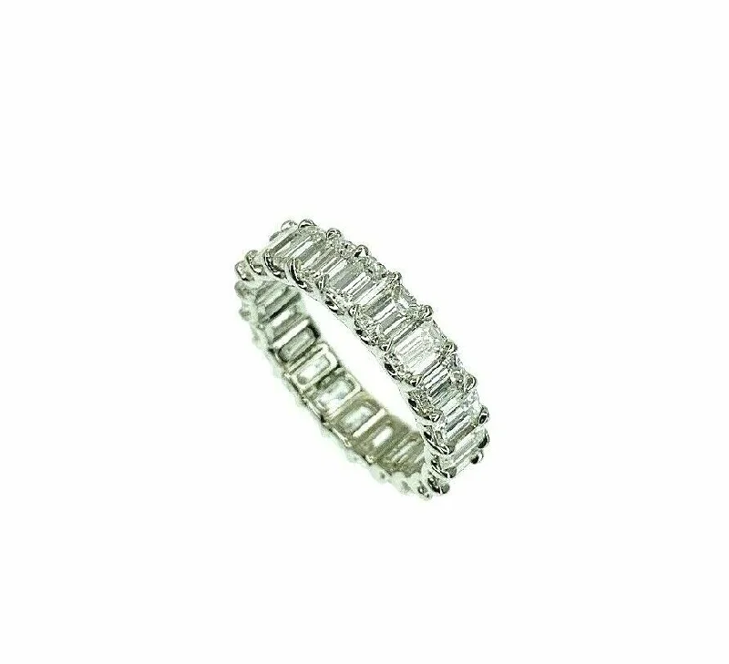 Engagement Rings for Small Hands3.03 Carats Emerald Cut Diamond Eternity Band Ring Platinum 22 F- G VS Diamonds