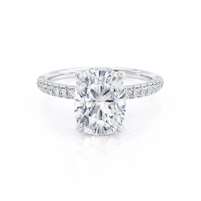 Modern Design Engagement Rings3.34 CT Elongated Cushion Shaped Moissanite Hidden Halo Style Engagement Ring