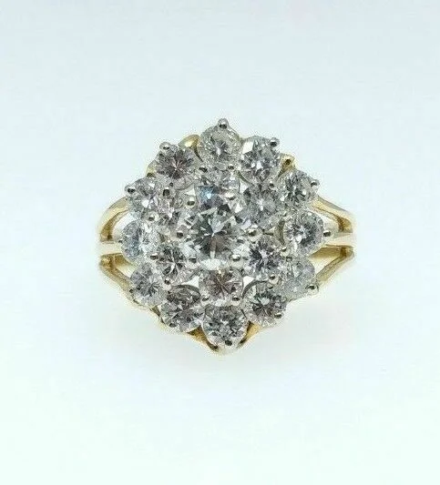 Prong Set Engagement Rings3.56ct Round Brilliant Cut Diamond Flower Cluster Right