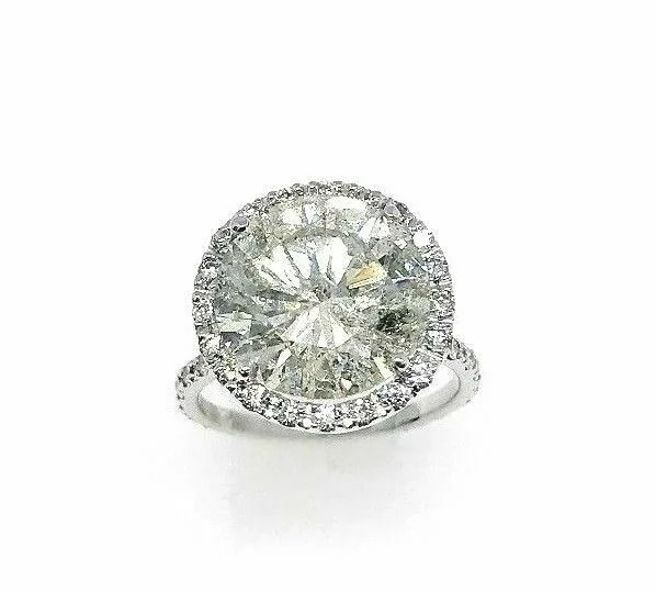 Filigree Engagement Rings$31,805 Retail 6.15 Carats EGLUSA Round Brilliant Diamond Halo Engagement Ring