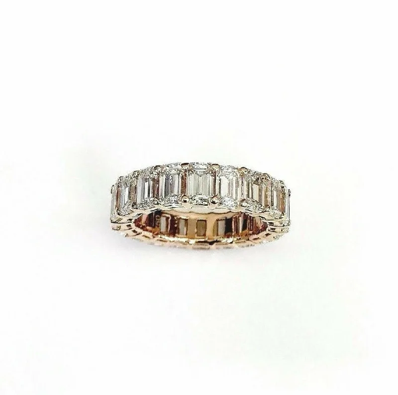 Filigree Engagement Rings6.24 Carats Emerald Cut Diamond Eternity Band Ring 18K Rose Gold F VS Diamonds