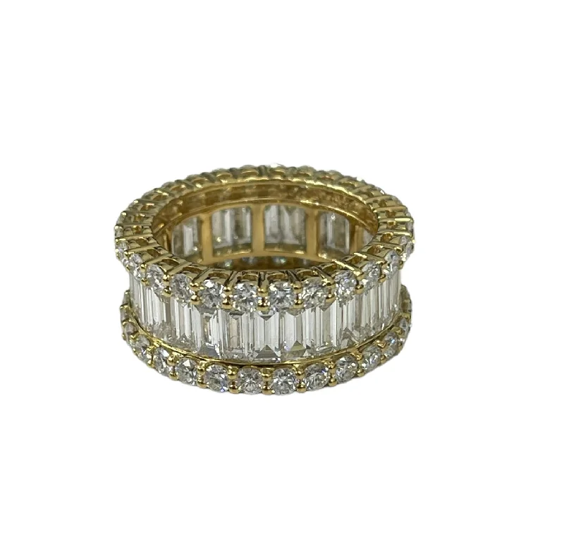 Heirloom Engagement RingsBaguette Natural Diamond Wide Band Ring Yellow Gold 18kt