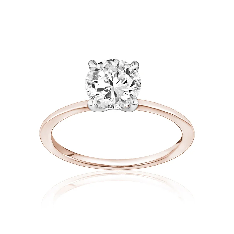 Thick Band Engagement RingsClassic Solitaire Ring with a Rose Gold Band