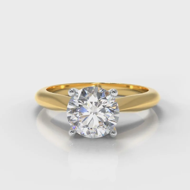 Palladium Engagement RingsCarrée Solitaire Round Brilliant Diamond Engagement Ring - Yellow Gold