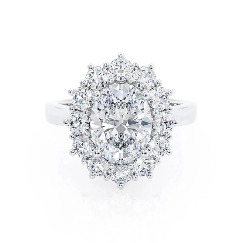 Nature Inspired Engagement RingsDIANA - Iconic Oval Moissanite & Lab Diamond Platinum 950 Halo